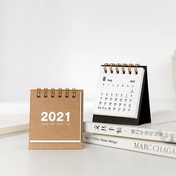 2021 Nový Kalendár Jednoduchý Mini Kalendár Stôl Vertikálne Papier Multifunkčné Úložný Box Rozvrh, Plán Notebook Kancelárske Potreby