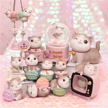 Živica Roztomilé Ružové Kitty Figúrka Music Box Cartoon Pre Zmenu Súčasnej Music Box Cat Artware Domova Detí Vianočný Darček Hračka