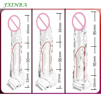 FXINBA 18-22 cm Penis Rukáv Extender Realistický Penis opakované použitie Kondómu Rozšírenie Sexuálne Hračky pre Mužov Penis zväčšovacieho prístroja predčasnej Ejakulácie