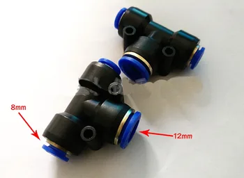 Yuenhoang 10PCS 12 mm do 8 mm Tee Spoločné Striekanie Rýchle Vodné Čerpadlo Tryska Tri-way Konektor pre UAV Drone Medicíny Box Drog Trubice
