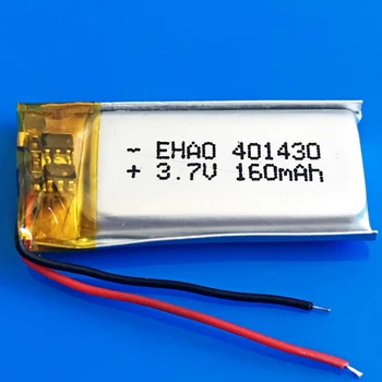 401430 3,7 V 160mAh lítium-polymérová nabíjateľná Lipo batérie pre MP3, MP4, GPS bluetooth headset video pero fotoaparát 4x14x30mm