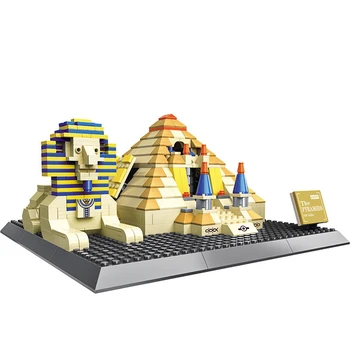 Svet Mesto Slávnej Architektúry Louvre Pyramídy Big Ben Klasický Model Stavebné Bloky Auta Tehly DIY Deti Hračky pre Deti, Darčeky