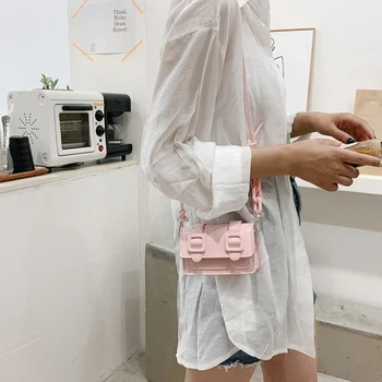 Super Mini Akryl Reťazca Dizajn PU Kožené Klapka Tašky Crossbody Tašky Pre Ženy 2020 Candy Farby Cestovanie Móda Ramenný Kabelky