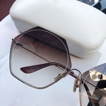 HBK Luxusné slnečné Okuliare bez obrúčok Ženy Gradient Retro slnečné Okuliare Mužov 2020 Značky Módnych Hexagon Retro slnečné Okuliare UV400