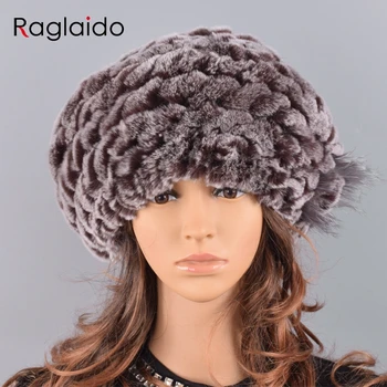 Berets čiapok pre ženy, zimné králik kožušiny klobúk príčinné teplé pletené čiapky pre dievčatá, ženy móda outdoor veľké dámy objem čiapky