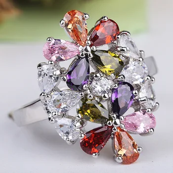 Móda Romantické Kvetinové Zásnubný Prsteň pre Ženy s Striebornej Farbe Zirconia Krúžky na spoločenské Šperky Príslušenstvo Anillos