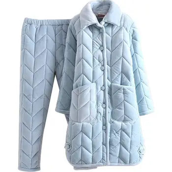 Zimné Hot Coral Velvet Pyžamo Sady pre Ženy Sleepwear Vyhovovali Pajama Ženy Mäkké Oblečenie, Pyžamo Odev oblečenie, Oblečenie pre voľný čas