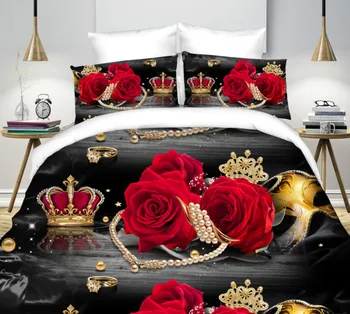 3D posteľná bielizeň Nastaví Farebné Pivónia, Ruža Kvet Bavlny 4Pcs Obliečky Kryt Plochý List Obliečky na Vankúš King Size Vysokej Quality55