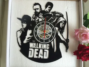 Klok horloge nástenná maľba Veľkoobchod CD, Vinyl Nástenné Hodiny Moderný Dizajn Walking Dead Film Domáce Dekorácie Hodinky veľké nástenné hodiny