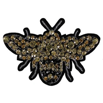 10piece Korálkové Diamant, Zlato Bee Textílie Škvrny Motív Nášivka Scapbooking Odznaky Oblečenie, Tašky, Topánky, Zdobené Plavidlá, Šitie TH813