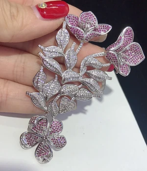 SHANICE Luxusné Kvetinové AAA Cubic Zirconia Crystal Drahokamu Strieborný Prívesok Príslušenstvo DIY Pearl Korálkový Náhrdelník, Takže Zistenia