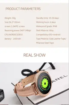M8 Bluetooth Smart Hodinky Vodotesné Srdcovej frekvencie Luxusné Módne Lady Smartwatch Náramkové hodinky Ženy, Fitness Tracker Pre Android a IOS