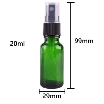 24pcs 20ml Zelené Sklo Spreji w/ Black Jemné Hmlu Postrekovač esenciálny olej fľaše prázdne kozmetické kontajnerov
