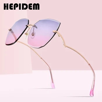 HEPIDEM Nadrozmerné bez obrúčok slnečné Okuliare Ženy 2020 Nové Luxusné Značky Móde Polygon Slnečné Okuliare s Nylon Objektív gm 5011