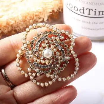 Kórea trendy Crystal camellia kvet pearl brošne kolíky šperky pre ženy brošňa príslušenstvo