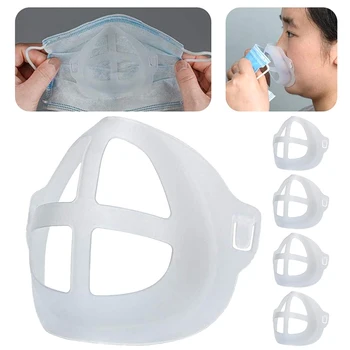 5 ks 3D Priedušná Ventil Úst Maska Podporu Dýchania Pomoc Masku, Vnútorný Vankúš Držiak Silikónová Maska Držiteľ
