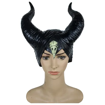 Halloween nový štýl Maleficent:Pani Zla pokrývku hlavy Maska Cosplay Rekvizity Unisex Halloween Black Queen Pokrývky hlavy Rohy Klobúk