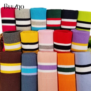 Buulqo 80 cm Bavlnená priadza farbené pruhy úsek manžety DIY bavlnenej pletenej textílie na leme výstrihu, zimné bundy,Odevné doplnky