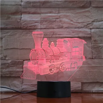 Novinka Led Nočné Svetlo Parný Vlak Lokomotíva 3D Lampy, Osvetlenie LED Žiarovka Domova Nočná Lampa Nočného Darčeky pre Deti