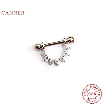 CANNER Náušnice Pre Ženy, Skutočné 925 Sterling Silver Ľudské Telo Náušnice Micro-Intarzované U-Tvarované Piercing Stud Náušnice Šperky
