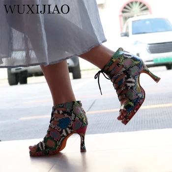 WUXIJIAO tanečné topánky pre ženy latinské tanečné topánky trend had textúra Salsa tanečné topánky HEEL5CM-10 CM