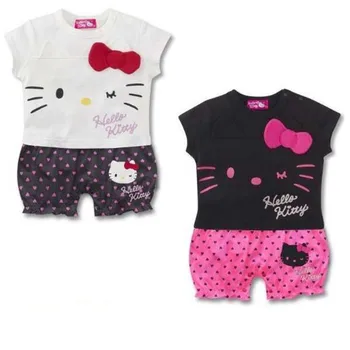 Odbavenie Predaj Letné Baby Dievčatá Oblečenie Cartoon Kitty Novorodenca Oblečenie Batoľa Jumpsuit Krátky Rukáv Baby Girl Remienky