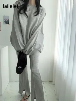 Spot kórejský qiu dong model hlavu s kapucňou fleece split nohavice, oblečenie dve-kus oblečenie