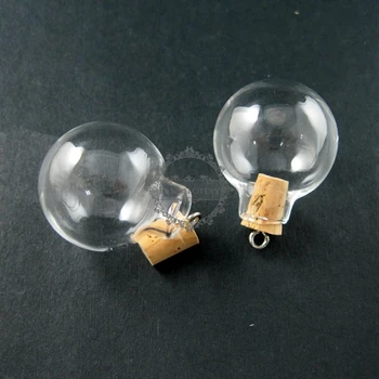 24.5 mm transparentné loptu sklenené fľaše so 7mm otvorené ústa korku kauciu parfum ampulka prívesok želanie kúzlo DIY dodávky 1810008