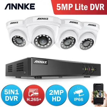 ANNKE 1080P 8CH CCTV Kamery, DVR Systém 4pcs IP66 Nepremokavé 2.0 MP HD-TVI Bielom Dome Kamery Domáce Video Dohľad Auta