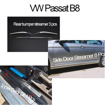 Fit VW Passat B8 zadný nárazník streamer 3 ks - Chrome Bočné Dvere Streamer 8 Ks - Vnútorné Dvere, Parapetné 4 Ks