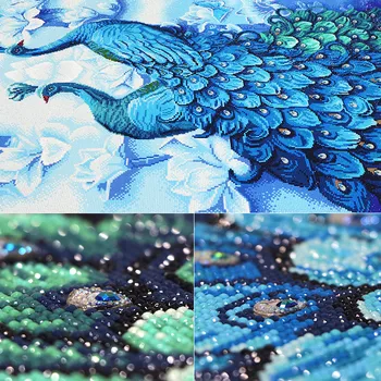 Modrá Páva Špeciálne Tvarované Vŕtať 5D DIY Diamond Súpravy Maľovanie Kolo Diamond Nastaviť Zvierat dekor Cross Stitch Výšivky Mozaikové Umenie