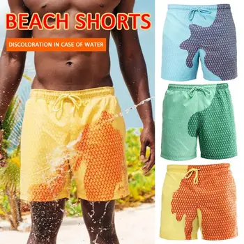 2020 Muži Farby-zmena Šortky Magické Zafarbenie Šortky Letné Beach Plávanie Nohavice Priedušný rýchloschnúci Kúpacie Šortky