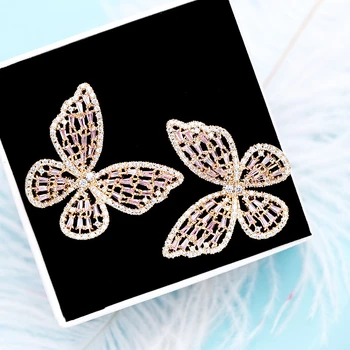 Kórejský Veľký Motýľ Náušnice pre Ženy Roztomilý Hmyzu Stud Náušnice Luxusné AAA Zirkón Svadobné Náušnice, Módne Šperky oorbellen