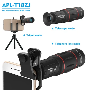 APEXEL HD Optická Univerzálny 18x25 Monokulárne Videokamera Objektív 18X Teleobjektív Telefón Objektív S Statív Pre Smartphone xiao Redmi