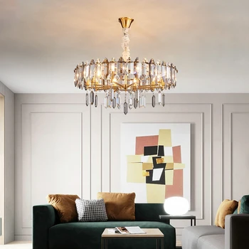Nový dizajn zlato krištáľový luster osvetlenie moderné kroonluchter lesk LED foyer svetlá jedáleň lampa