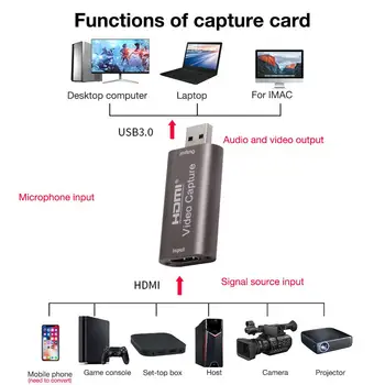1080p usb 3.0 Zachytiť Kariet HDMI USB Video Rekordér Grafika Hry Zachytiť Krabica Zariadenie Pre Live Streaming Video Nahrávanie