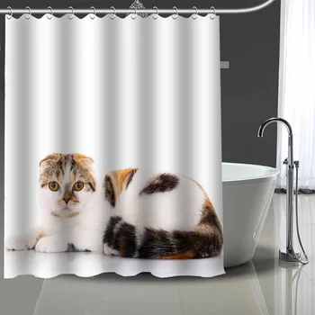 Hot Predaj Vlastných Škótskej Násobne Mačka Sprchové Závesy DIY Kúpeľňa Záclony Umývateľný Polyester pre Vaňou Art Decor