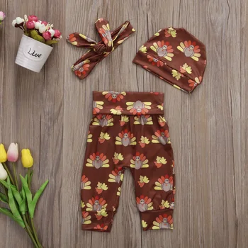 Emmababy 4Pcs Oblečenie Set !! Deň Vďakyvzdania Novorodenca Kombinézu Dlhé Nohavice, Klobúk Oblečenie, Oblečenie Set