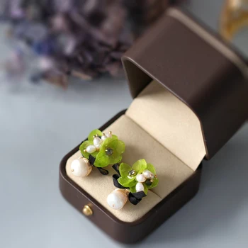 FXLRY Ručne vyrábané prírodné sladkovodné perly Letné kvetina stud náušnice nový dizajn sweety ženy šperky