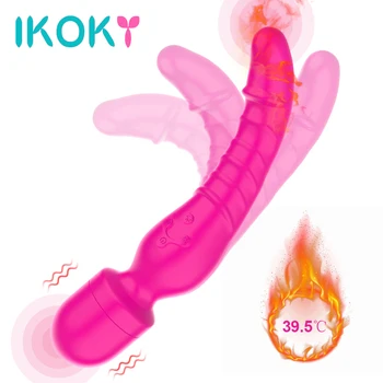 IKOKY Sex Shop hračky G Mieste vibračné Dildo Kúrenie Duálny Vibrátor Sexuálne Hračky pre Ženy Stimulátor Klitorisu Čarovná Palička AV Vibrátor