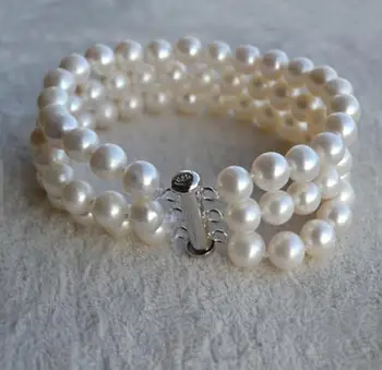 Jedinečný Perál, drahokamov Obchode Svadobné Perlový Náramok Biele Okrúhle Sladkovodné Perly Náramok Magnet Spona Očarujúce Ženy Darček
