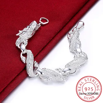 Nový Príchod 925 Sterling Silver Náramok Náramok Putá Muži Ženy Dragon Náramok Pulseiras de Prata Jemné Šperky Vianočný Darček