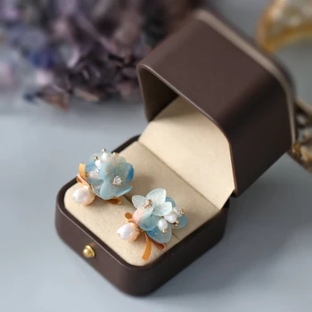 FXLRY Ručne vyrábané prírodné sladkovodné perly Letné kvetina stud náušnice nový dizajn sweety ženy šperky