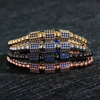 Klasické Modré CZ Geometrické Zábal Náramok, Ručne vyrábané Medené Korálkové zobrazili kľúčové tlačidlá Pre Náramky Luxusné Šperky Pulseras Mujer